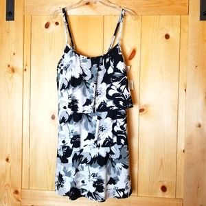 Caribbean Joe Hawaiian Floral Tiered One Piece Swimsuit NWT